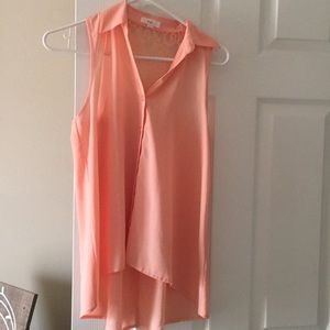 Super cute coral sheer lace back tank top